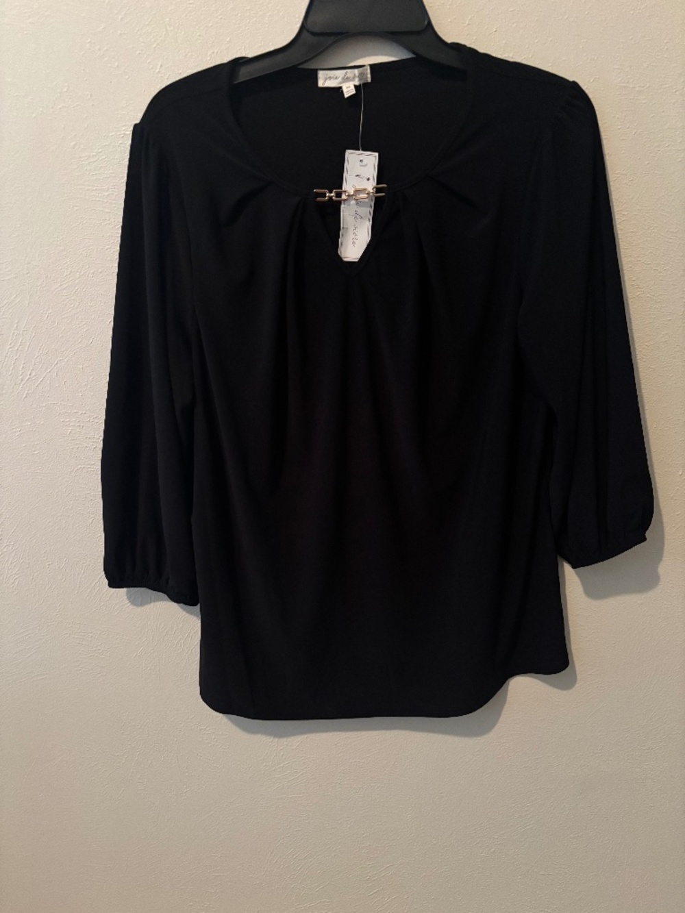 Joie de Vivre Women's Black Long Sleeve Blouse Top - Size XL